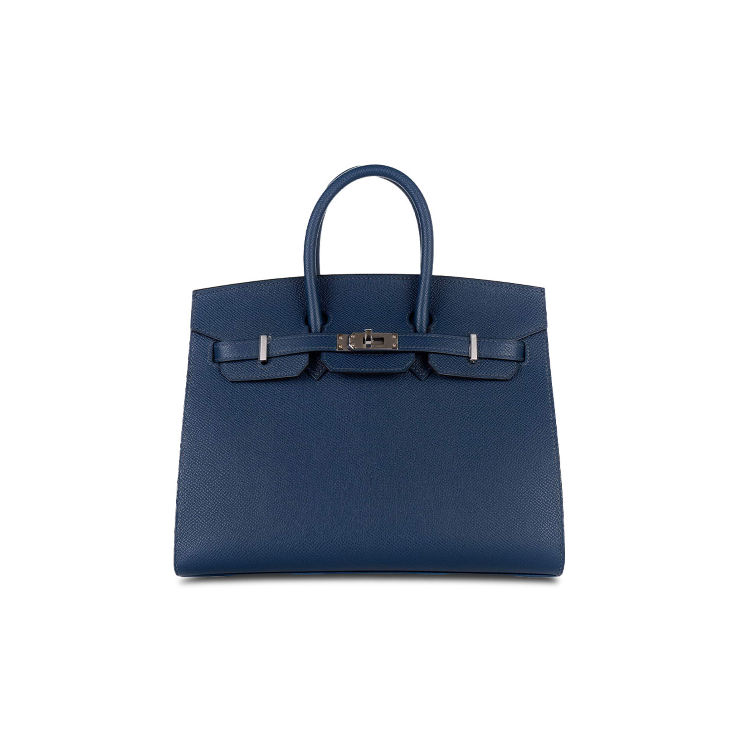 HERMES BIRKIN 25 EPSOM LEATHER ROYAL BLUE SILVER BUCKLE BAG 1274381 (25*20*13cm)